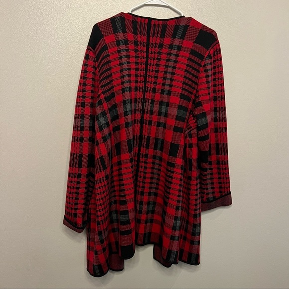 Talbots Womens 2X Red Plaid Open Cardigan - Picture 7 of 8